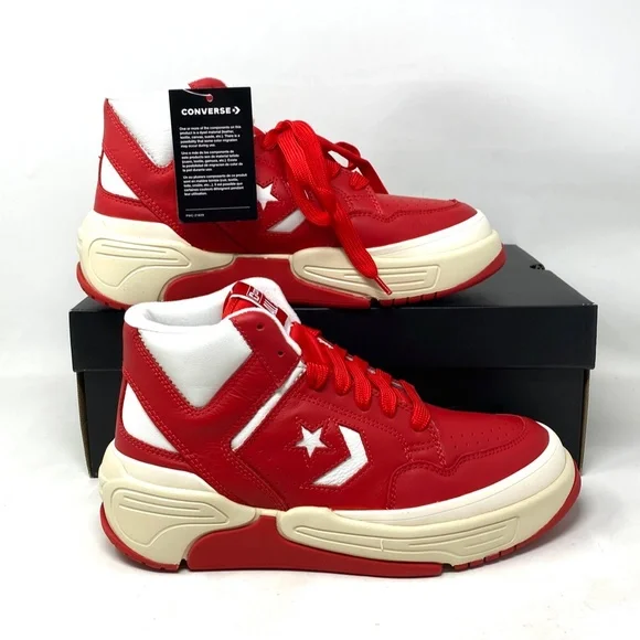 Converse Weapon CX Varsity Leather Shoes Women's Red White Mid Sneakers 172355C - Picture 3 of 11